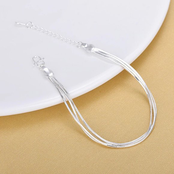 925 Silver Three Strand Snake Bracelet - Picture 2 of 9